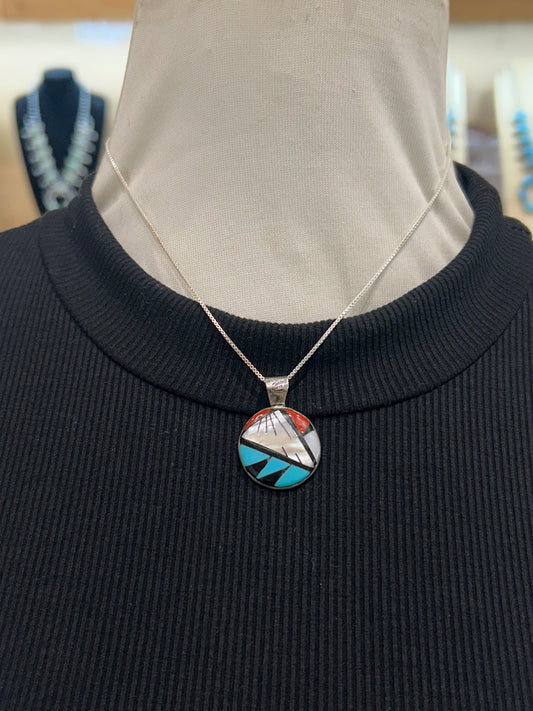 16" Chain with Zuni Inlaid Pendant