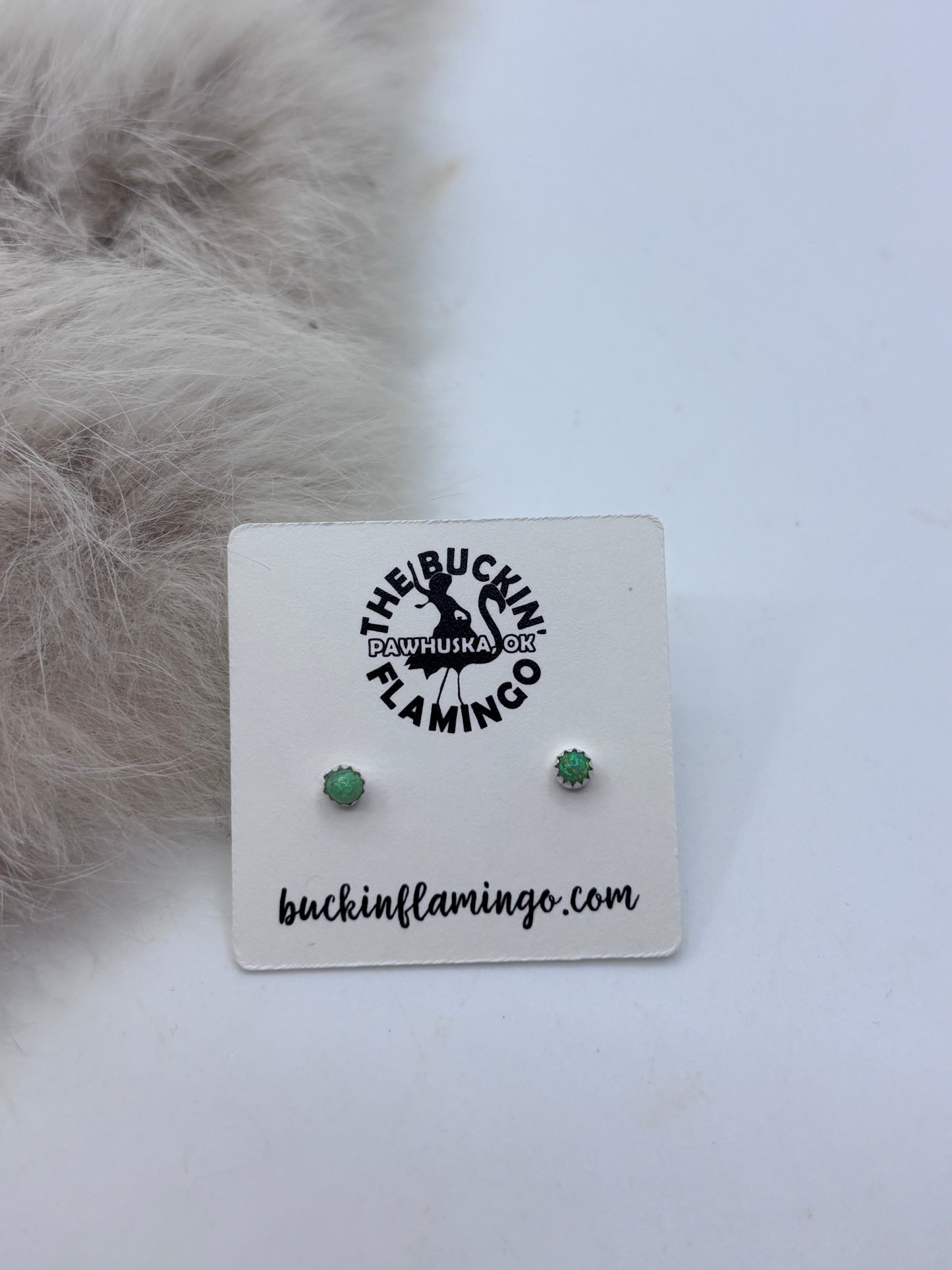 Tiny Green Opal Post Earrings