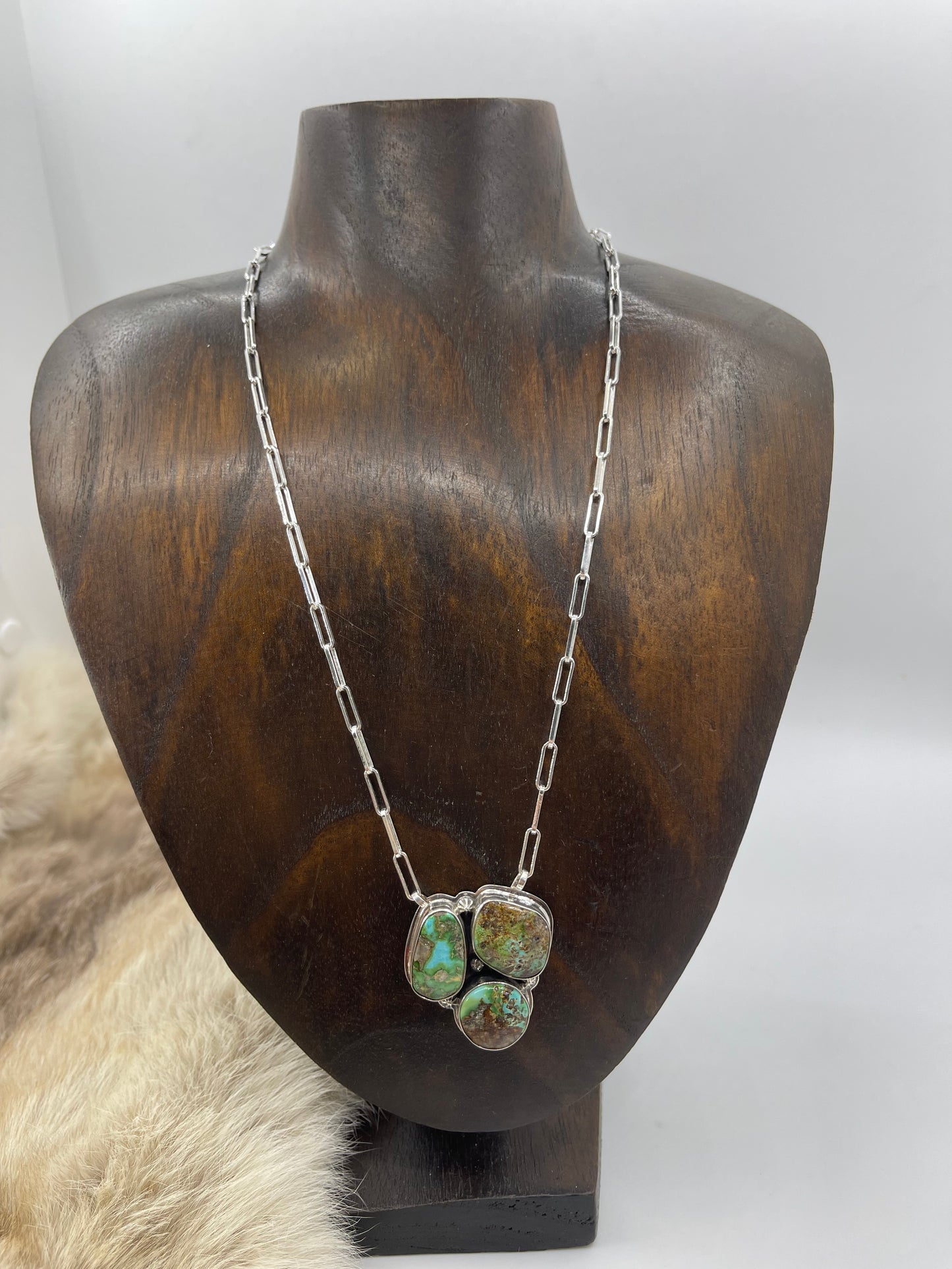 18" 3 Stone Sonoran Gold Turquoise Necklace