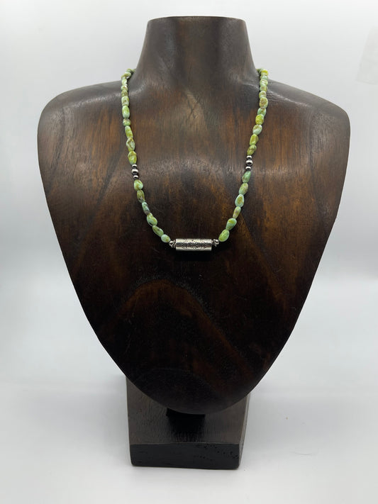16" Palomino Turquoise with Navao Style Pearls Necklace