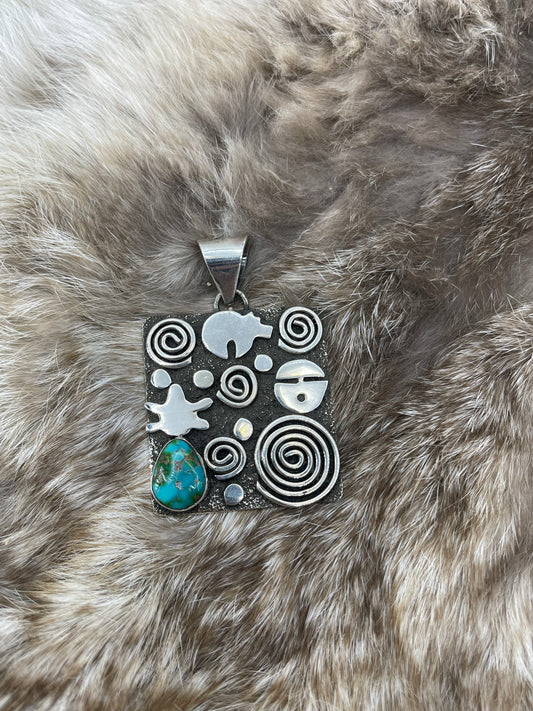 Sonoran Gold Turquoise Pendant by Alex Sanchez, Navajo