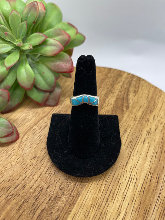 6.5 Turquoise Inlay Ring by Orena Leekya, Zuni