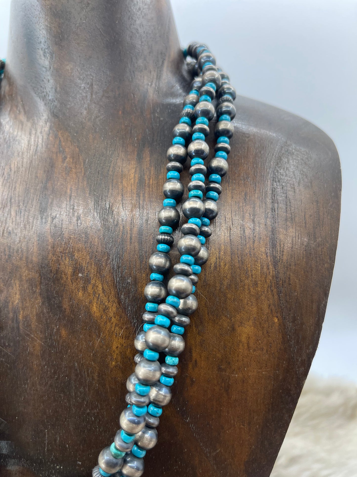 20" Navajo Pearl 3 Strand Necklace with Naja Pendant by Geraldine James, Navajo