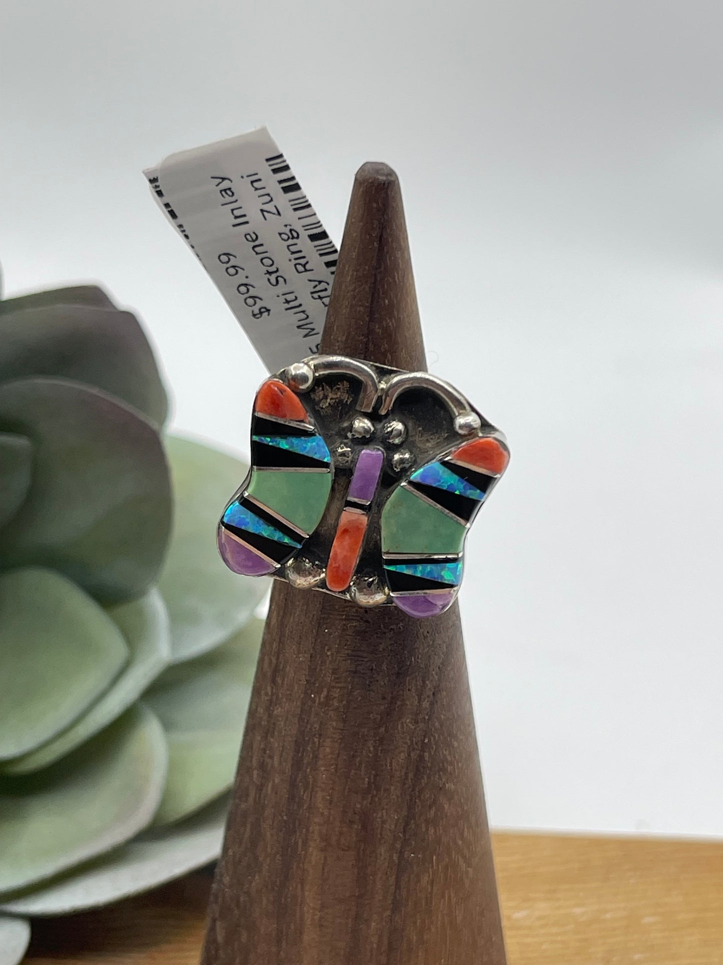 2.5 Multi Stone Inlay Butterfly Ring, Zuni