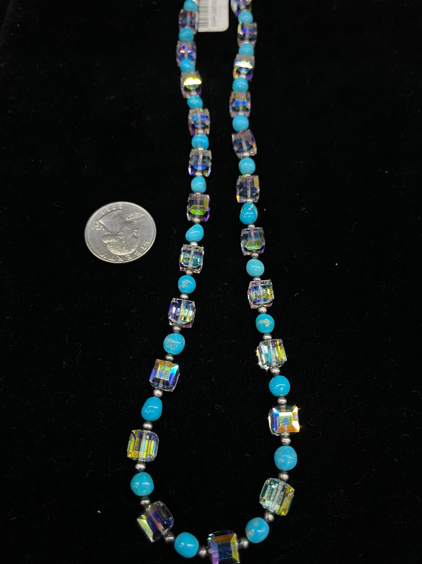 9" Swarovski Crystal and Turquoise Nugget Necklace