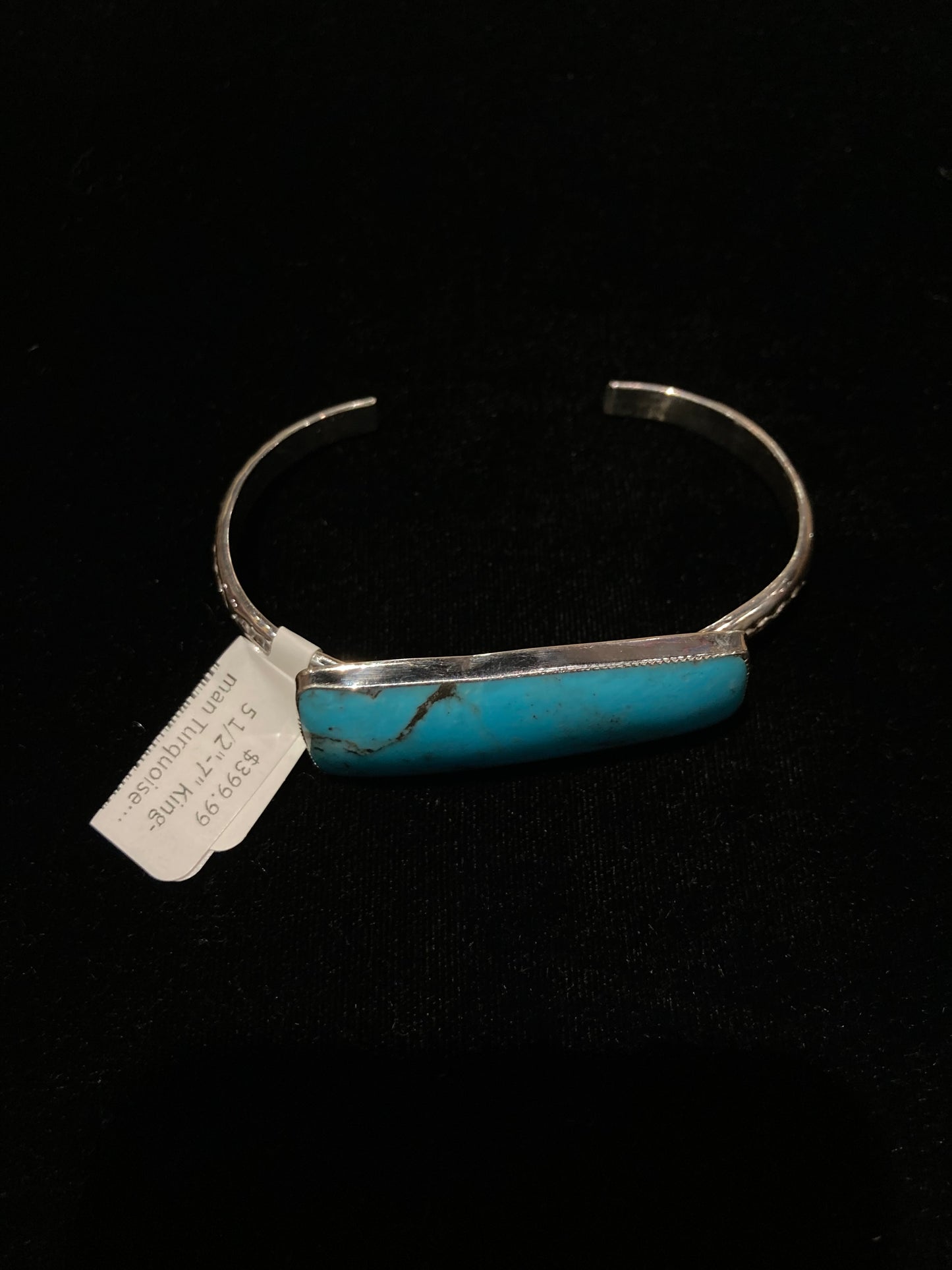 5 1/2"-7" Kingman Turquoise Bar Cuff by Bucky Belin, Navajo