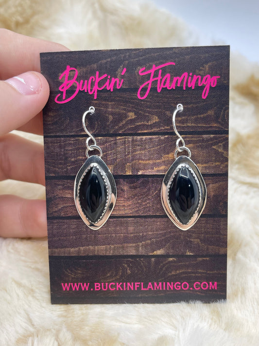 Black Onyx Earrings by Marie Jackson, Navajo