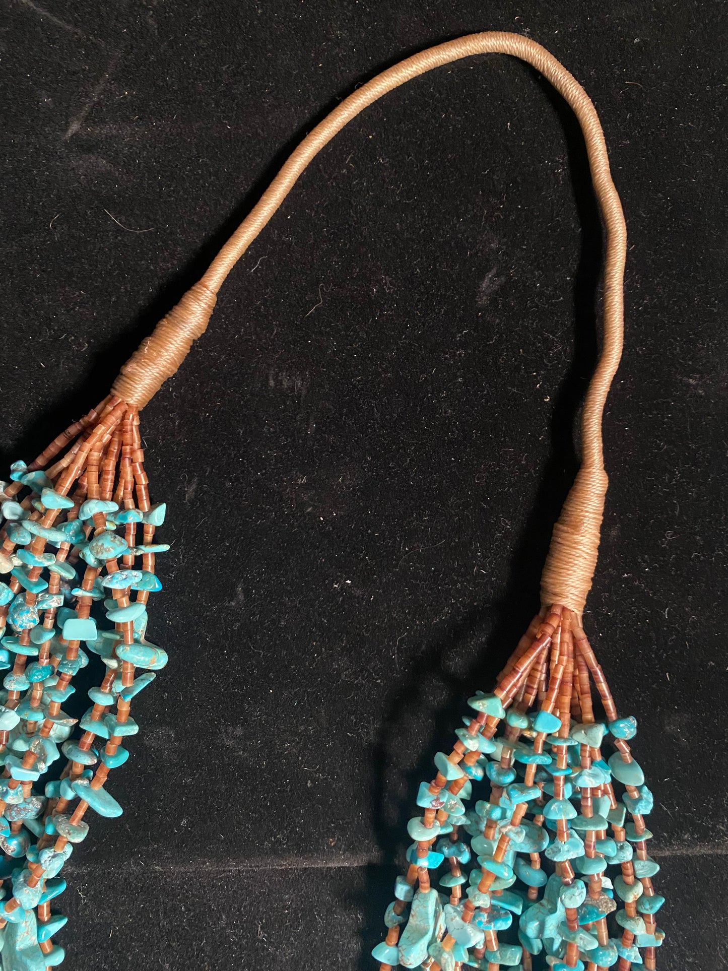 14 Strand Cerrillos Turquoise and Pinshell Necklace by Jolene Bird