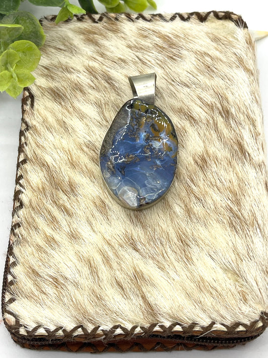 Natural Australian Boulder Opal Pendant with 15.5mm Bale by Harold Joe, Navajo