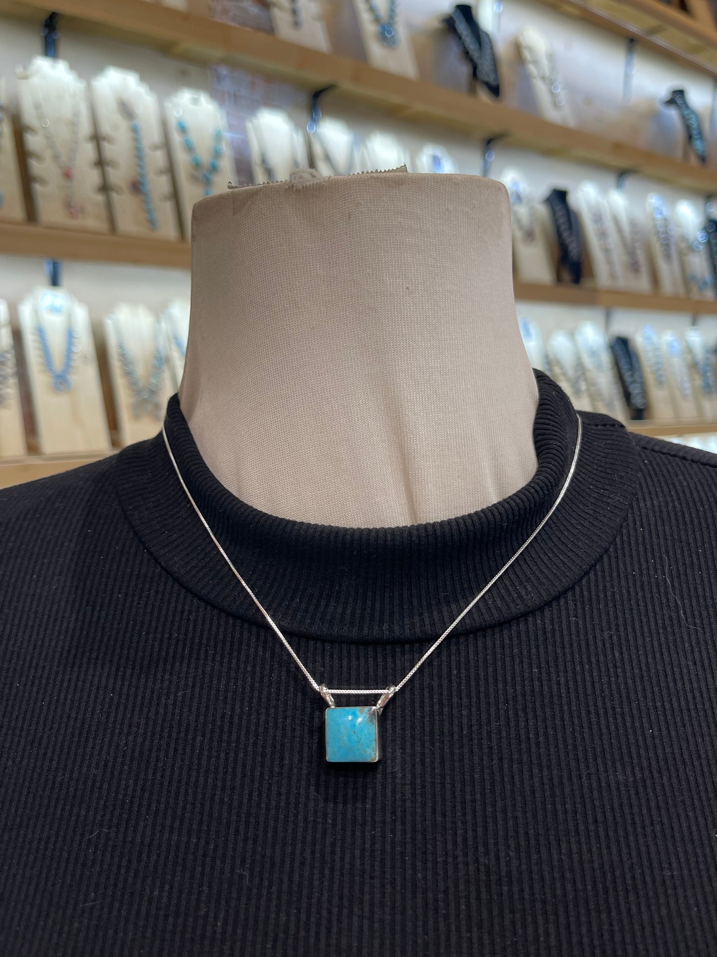 18" Square Turquoise Necklace by Ryntanna Yazzie, Navajo