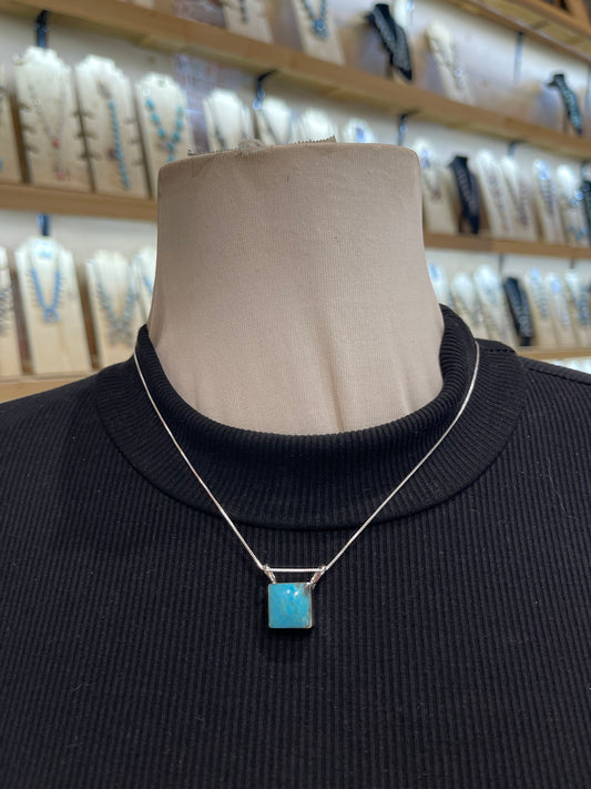 18" Square Turquoise Necklace by Ryntanna Yazzie, Navajo