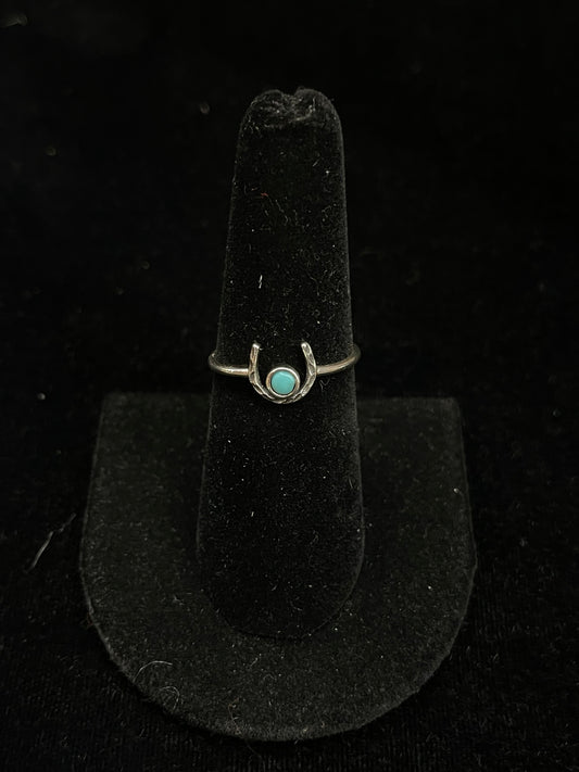 8.0 Dainty Horseshoe Ring with Turquoise Stone