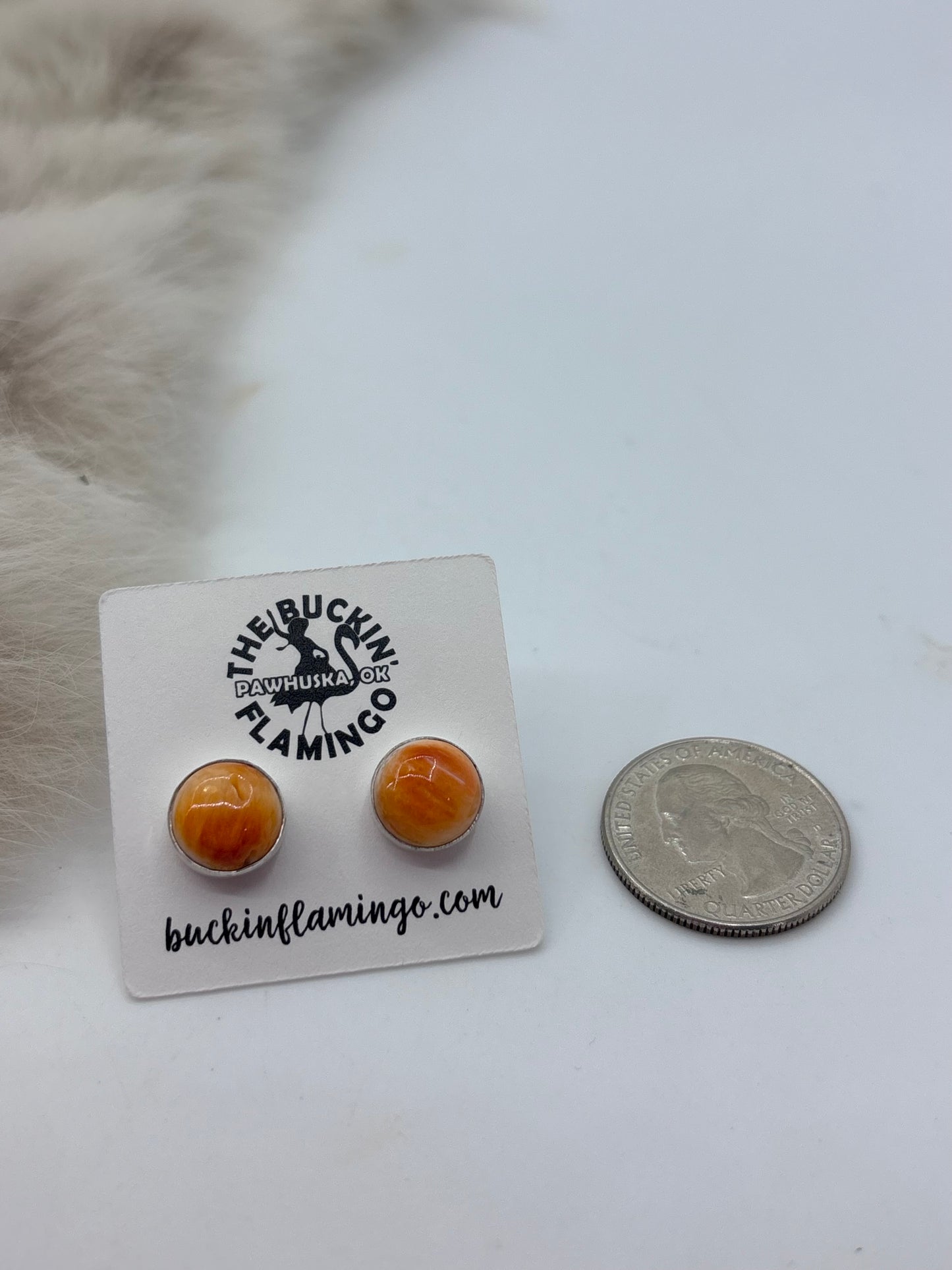 10mm Orange Spiny Oyster Post Earrings
