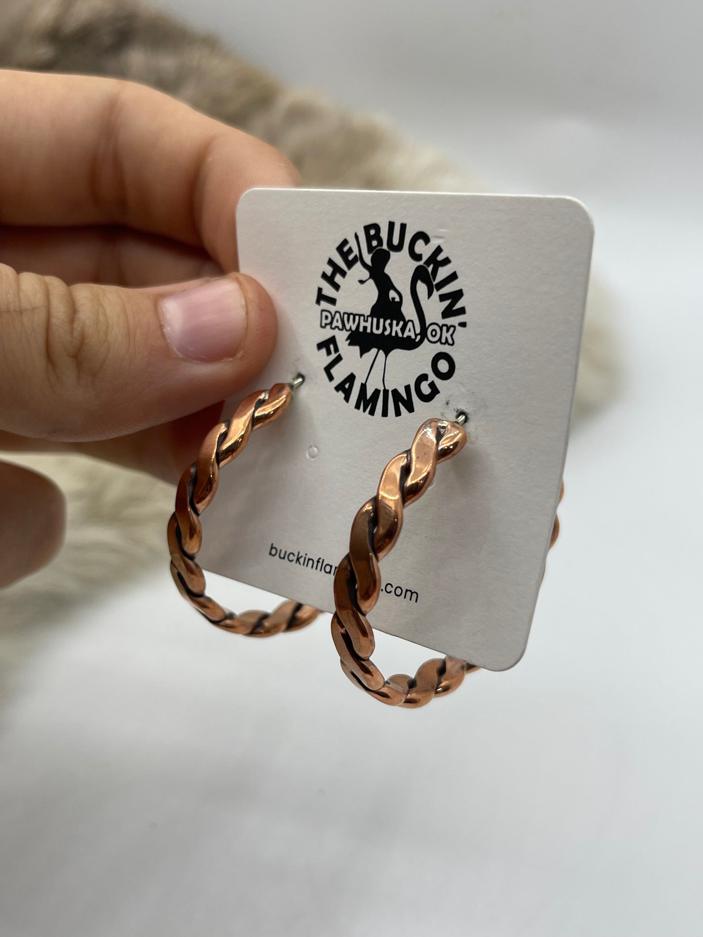 Copper Hoop Earrings by Elaine Tahe, Navajo