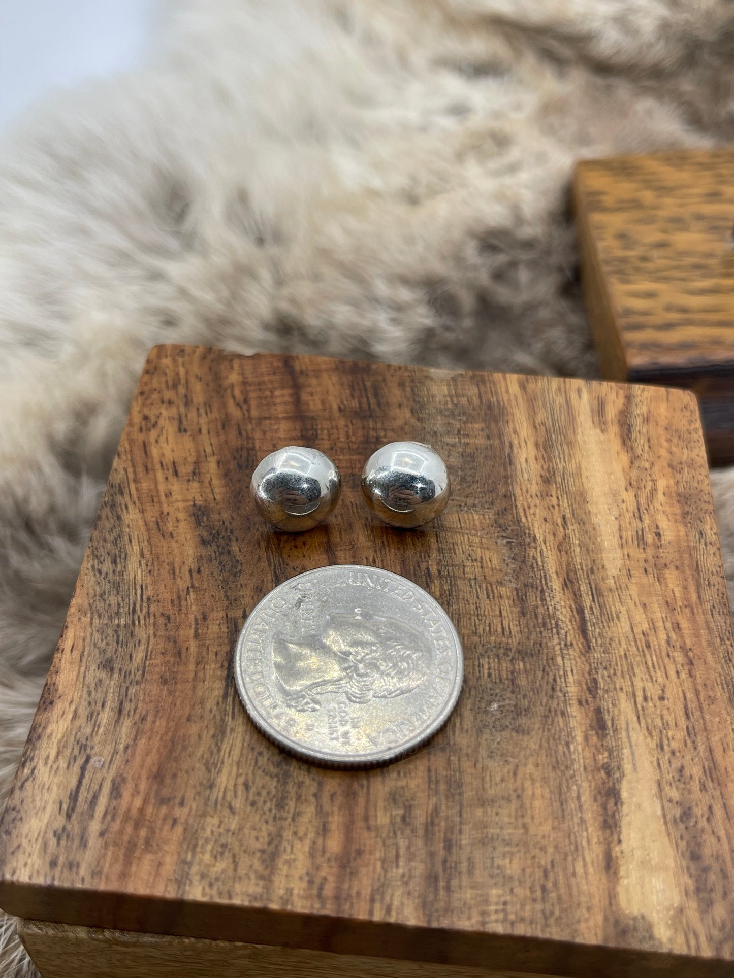 Handmade Navajo Half Pearls Post Earrings by Gloria Harvey, Navajo