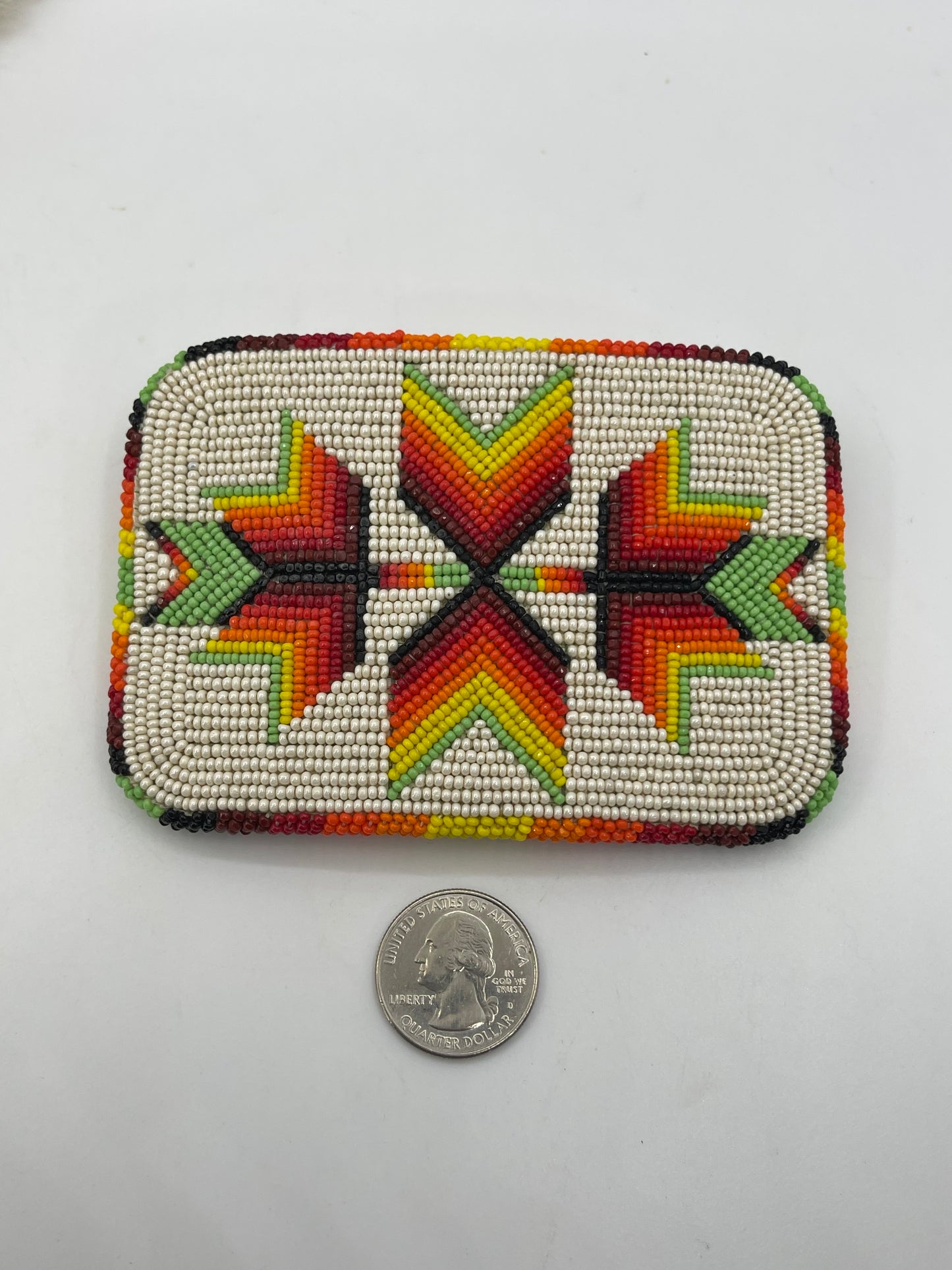 Navajo Design Beaded Belt Buckle 4.5" x 3"