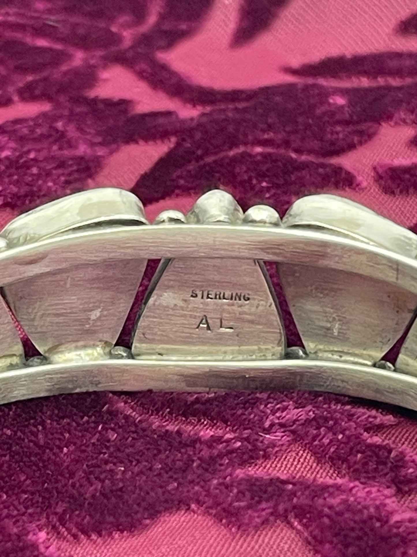 5.75"-7" 5 Stone White Buffalo Cuff by Augustine Largo, Navajo
