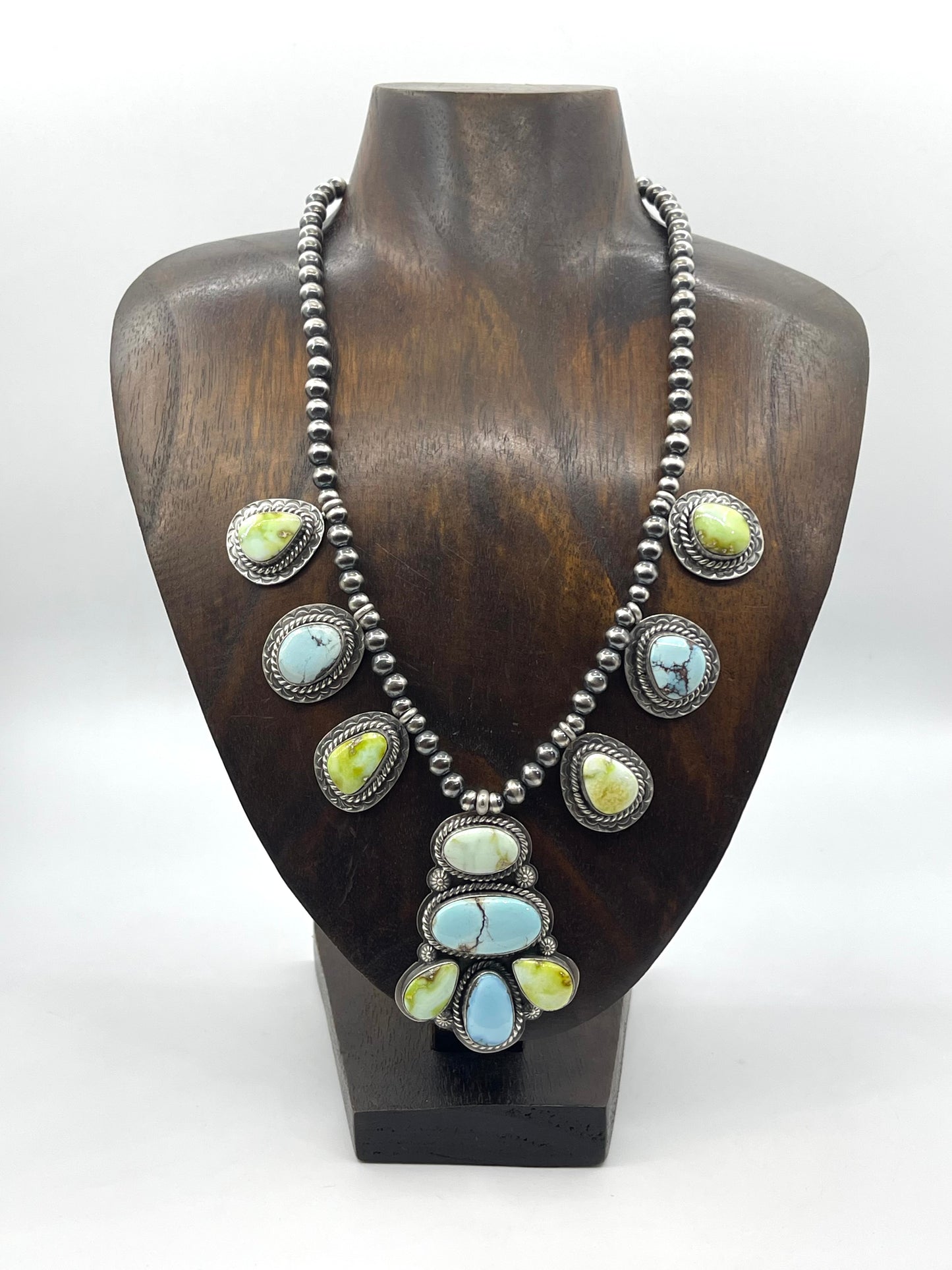 16"+3" Ext. Palomino & Golden Hills Turquoise Necklace by Jeff Largo, Navajo