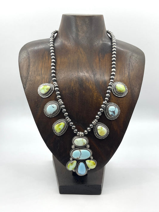 16"+3" Ext. Palomino & Golden Hills Turquoise Necklace by Jeff Largo, Navajo