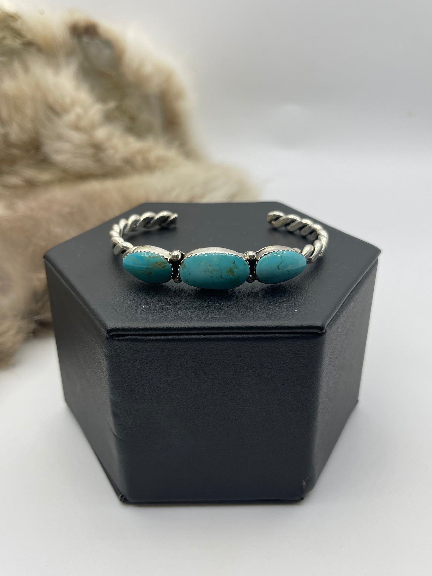3 Stone Kingman Turquoise by Sadie Jim, Navajo