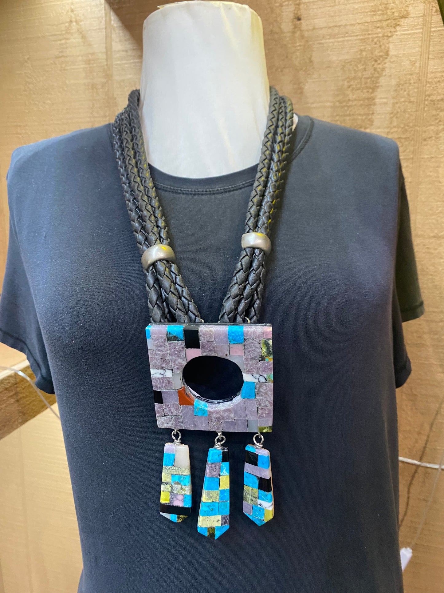 Paper Thin Lapidary Square Necklace by Charles Bird