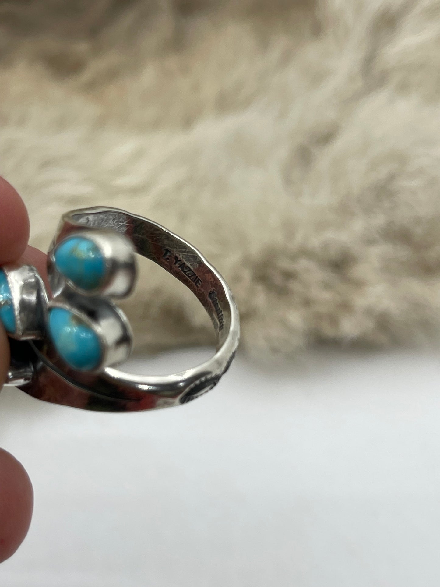 7.0 4 Stone Semi-Adjustable Ring by Thomas Yazzie, Navajo