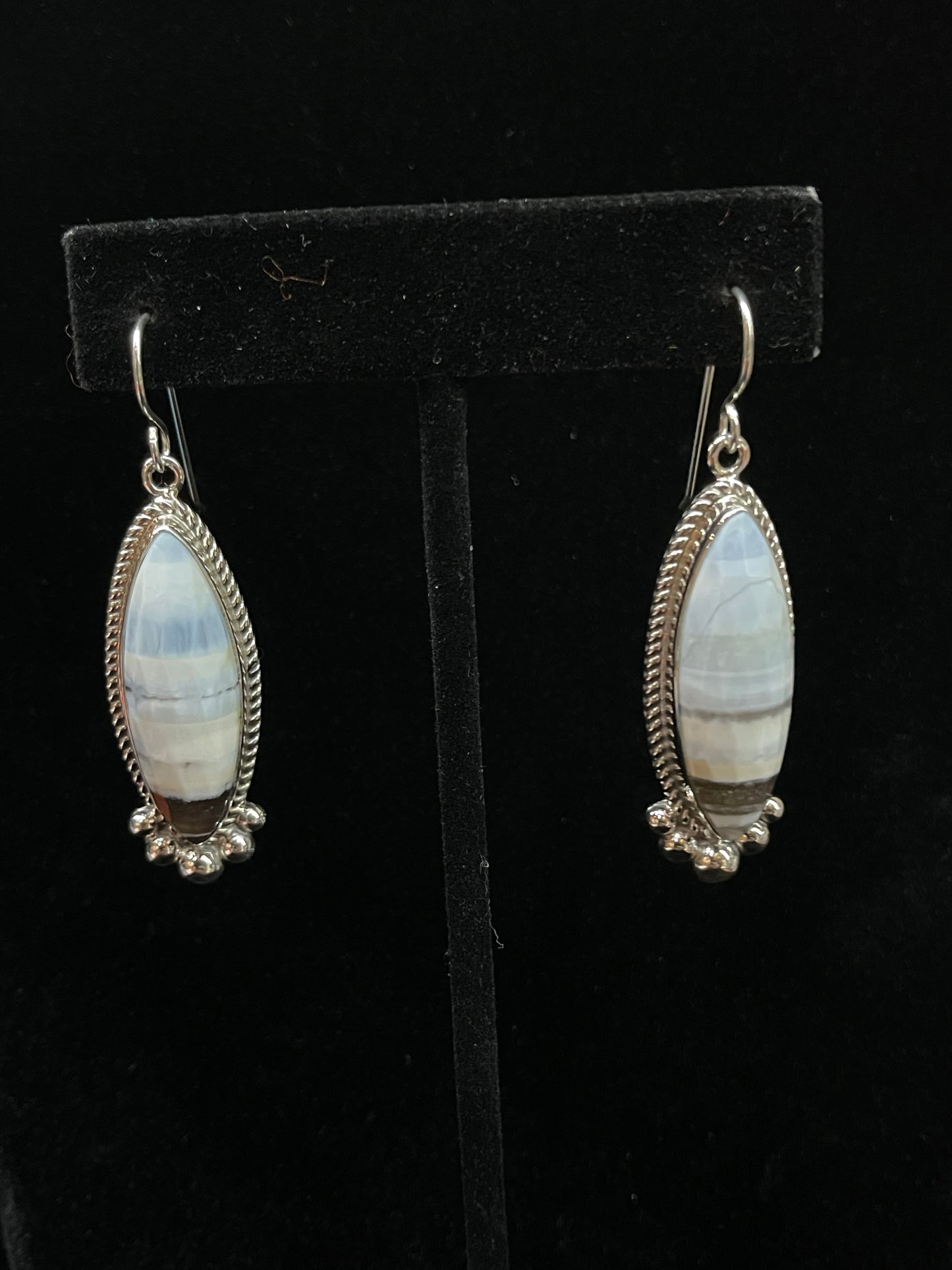 Botswana Blue Agate Earrings by Shirley Henry, Navajo