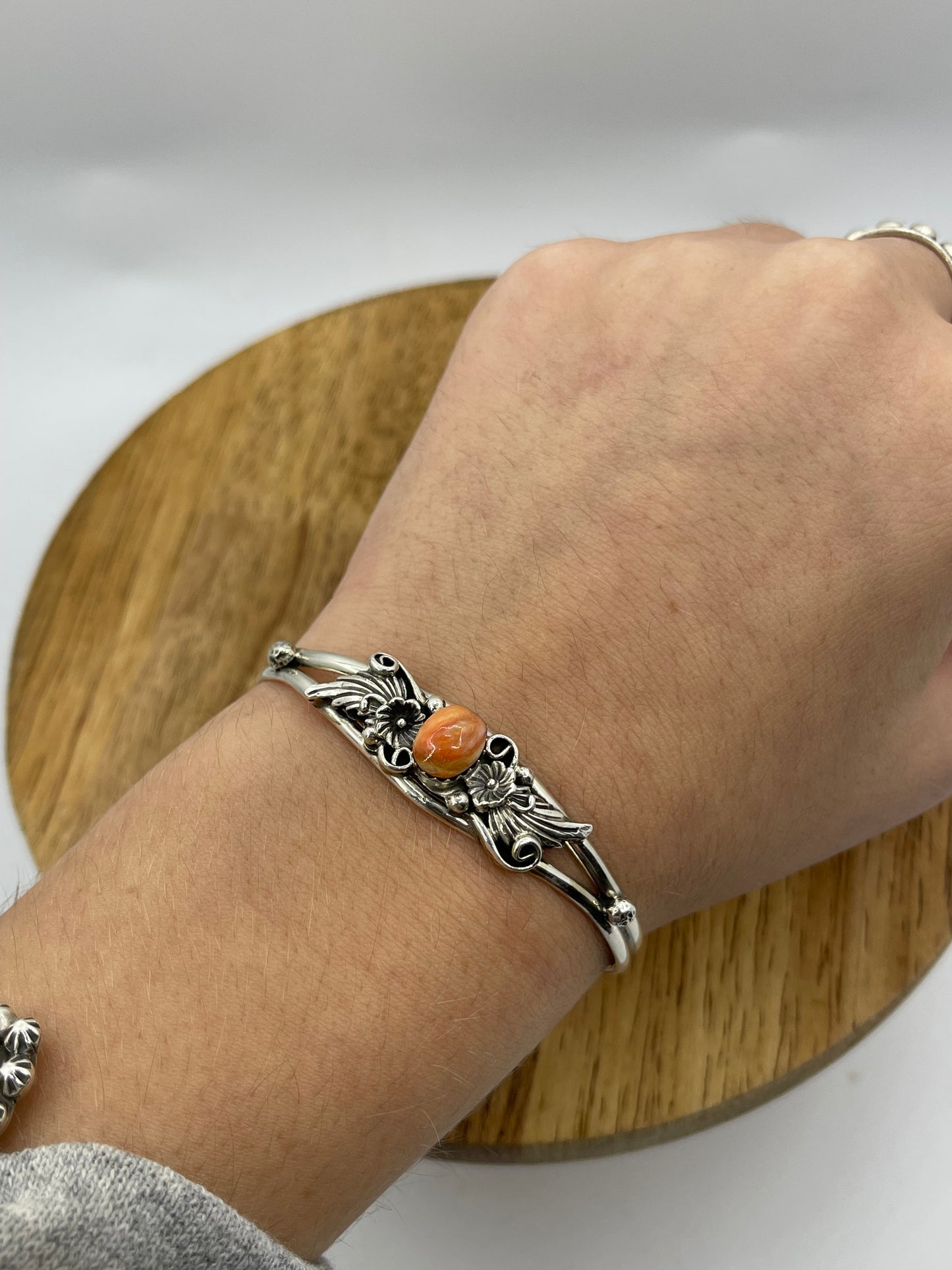Orange Spiney Flower Cuff "6-6 1/2"