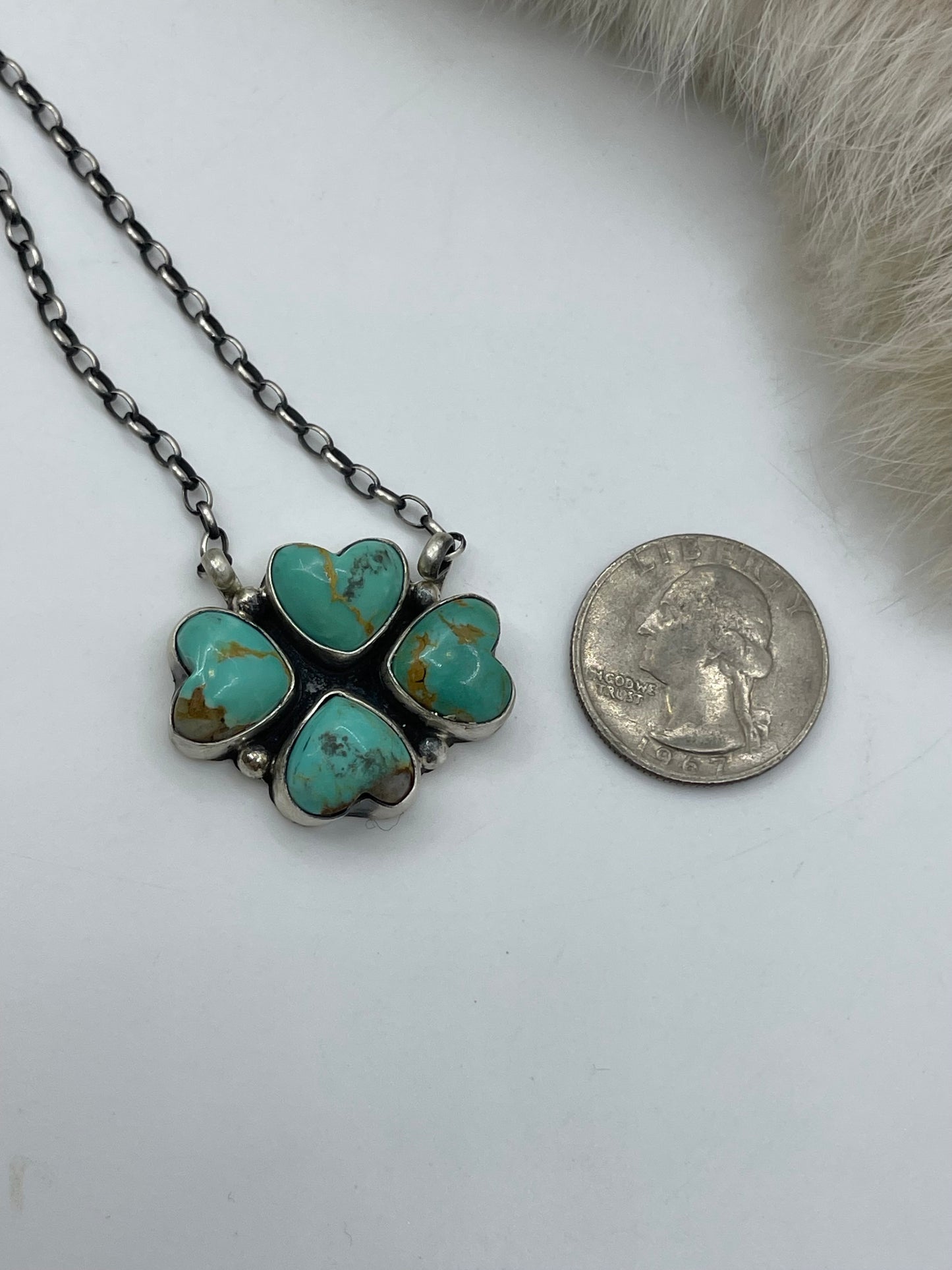 16" Turquoise 4 Heart Necklace