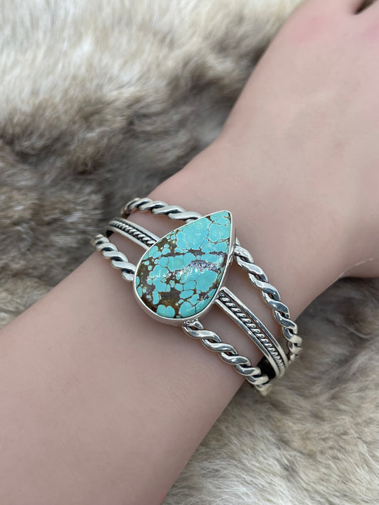 5.25"-7" #8 Turquoise Cuff by Ray Tom, Navajo