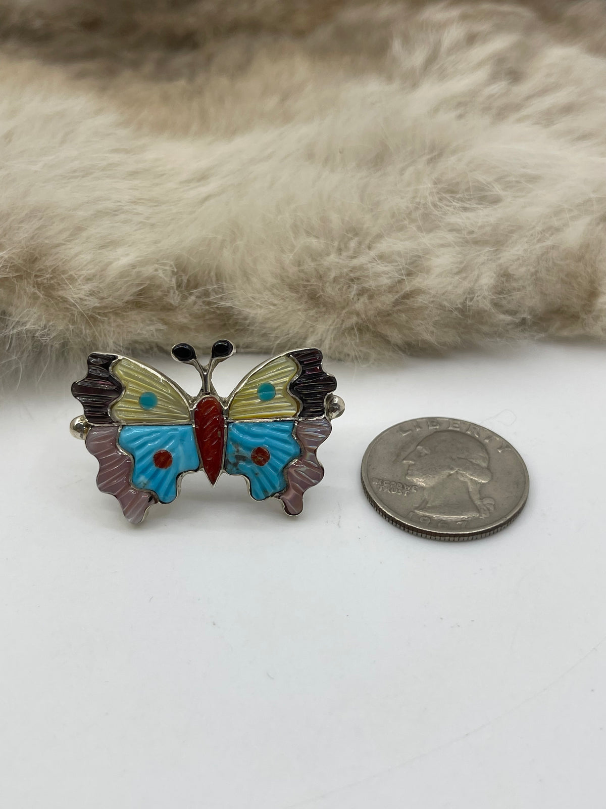 6.0 Inlay Butterfly Ring by Tamara Pinto, Zuni