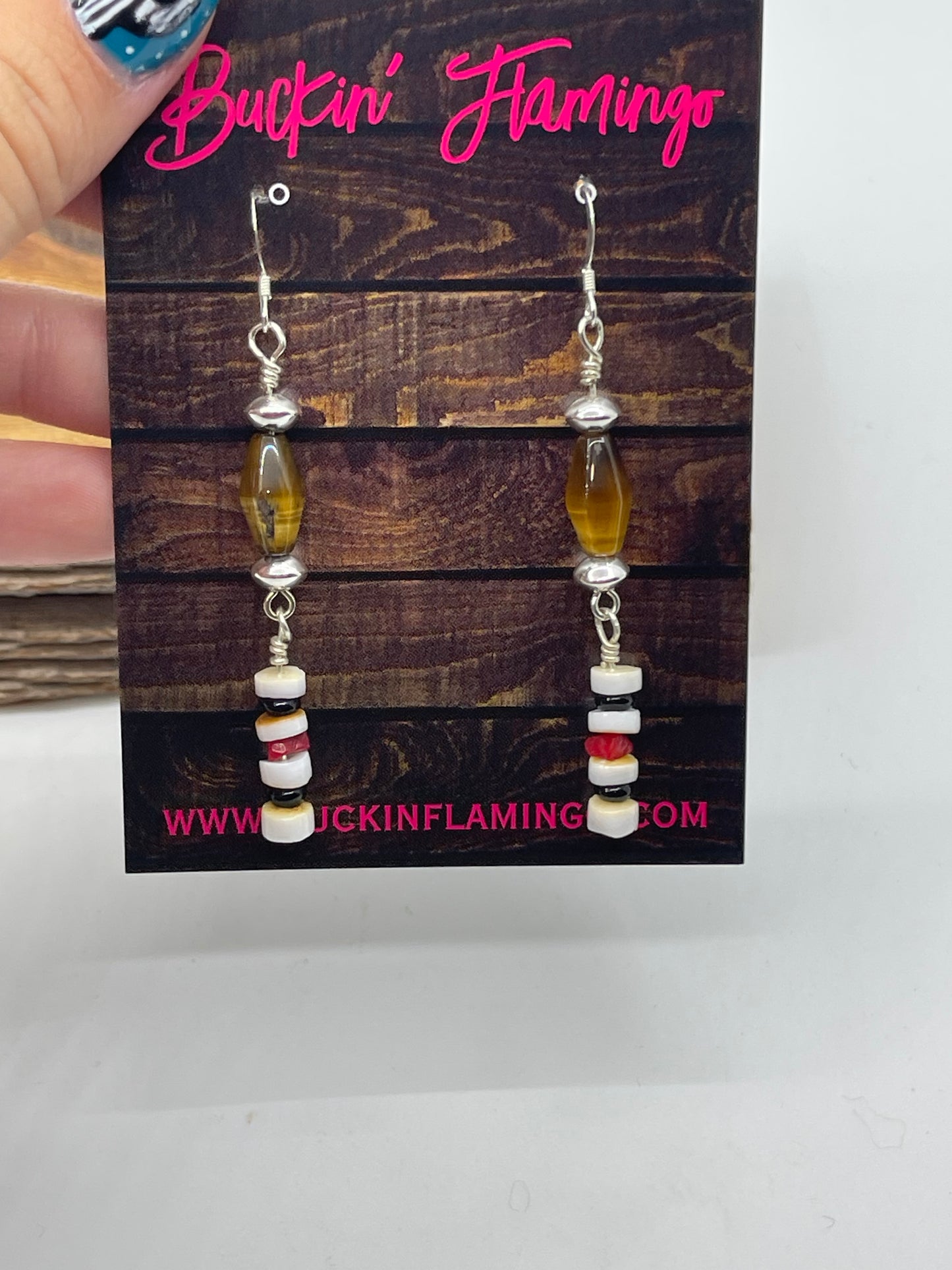 Tigers Eye with Fresh Water Pearls Dangle Earrings