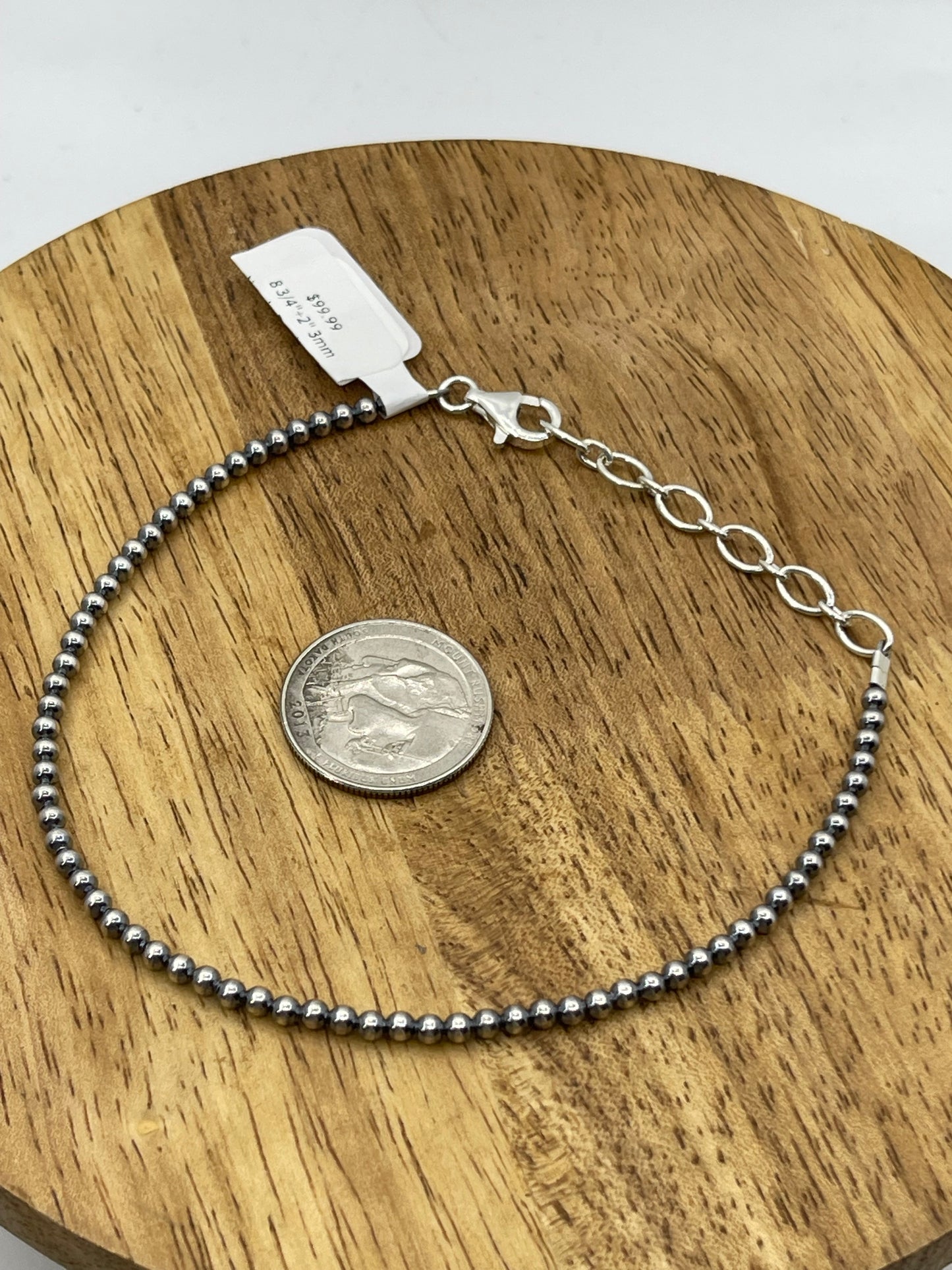 8 3/4"+2" 3mm Navajo Pearl Anklet