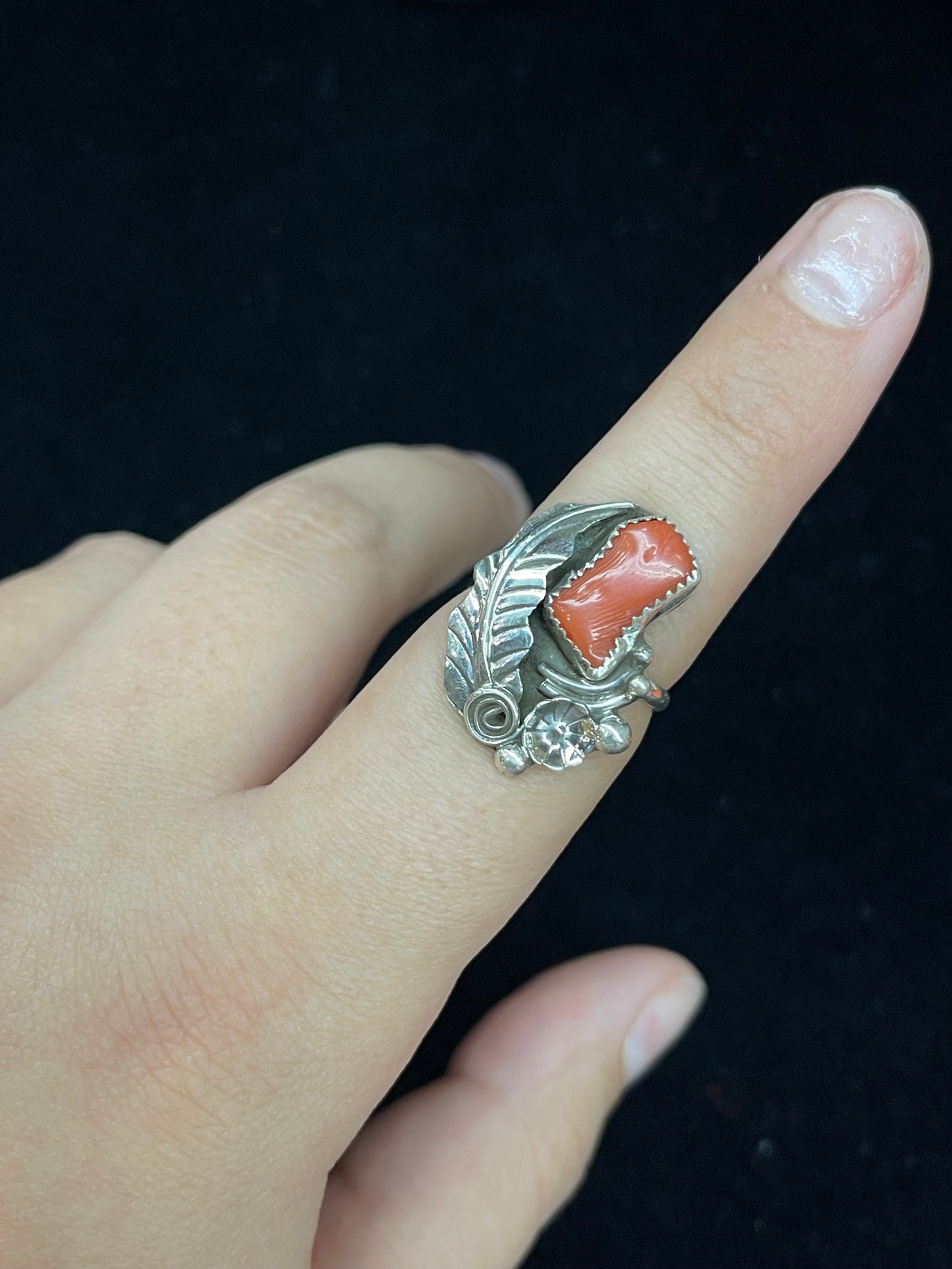 7.5 Vintage Red Coral Ring