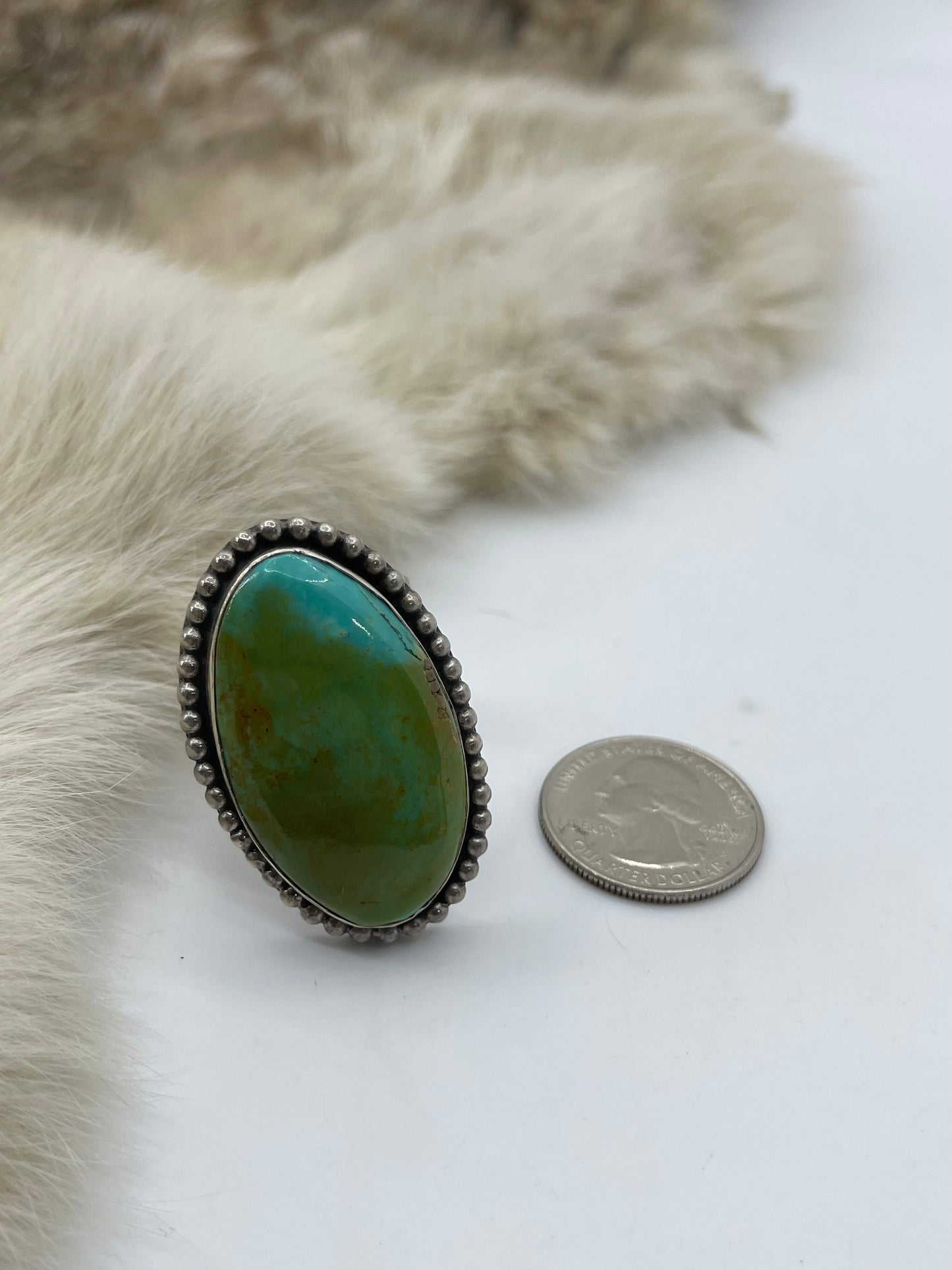 Adjustable Royston Turquoise Ring by Delbert Secatero