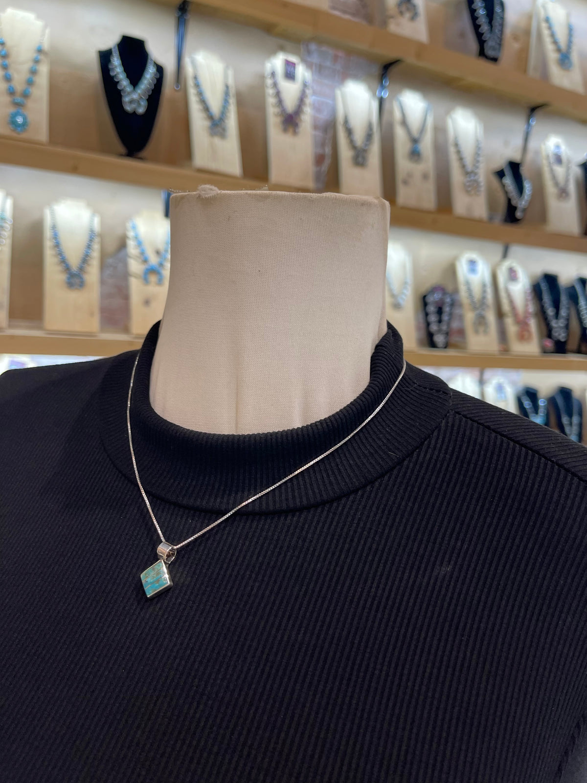 18" 5.9mm Bail Turquoise Inlay Earring & Necklace Set by Michelle Haloo, Zuni