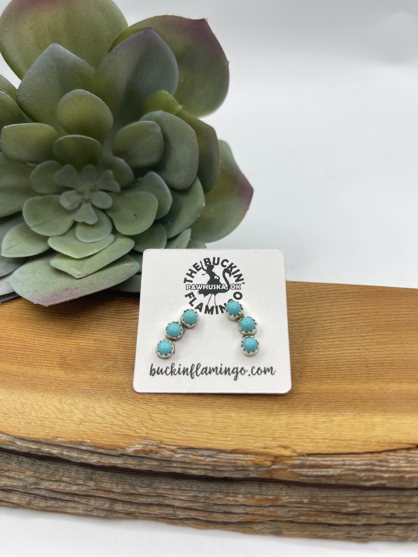 3 Stone Mini Turquoise Ear Crawler, Navajo Made