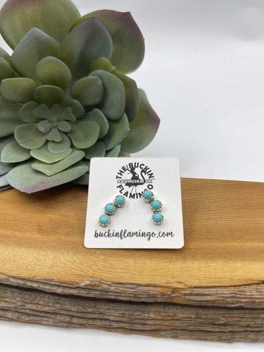 3 Stone Mini Turquoise Ear Crawler, Navajo Made