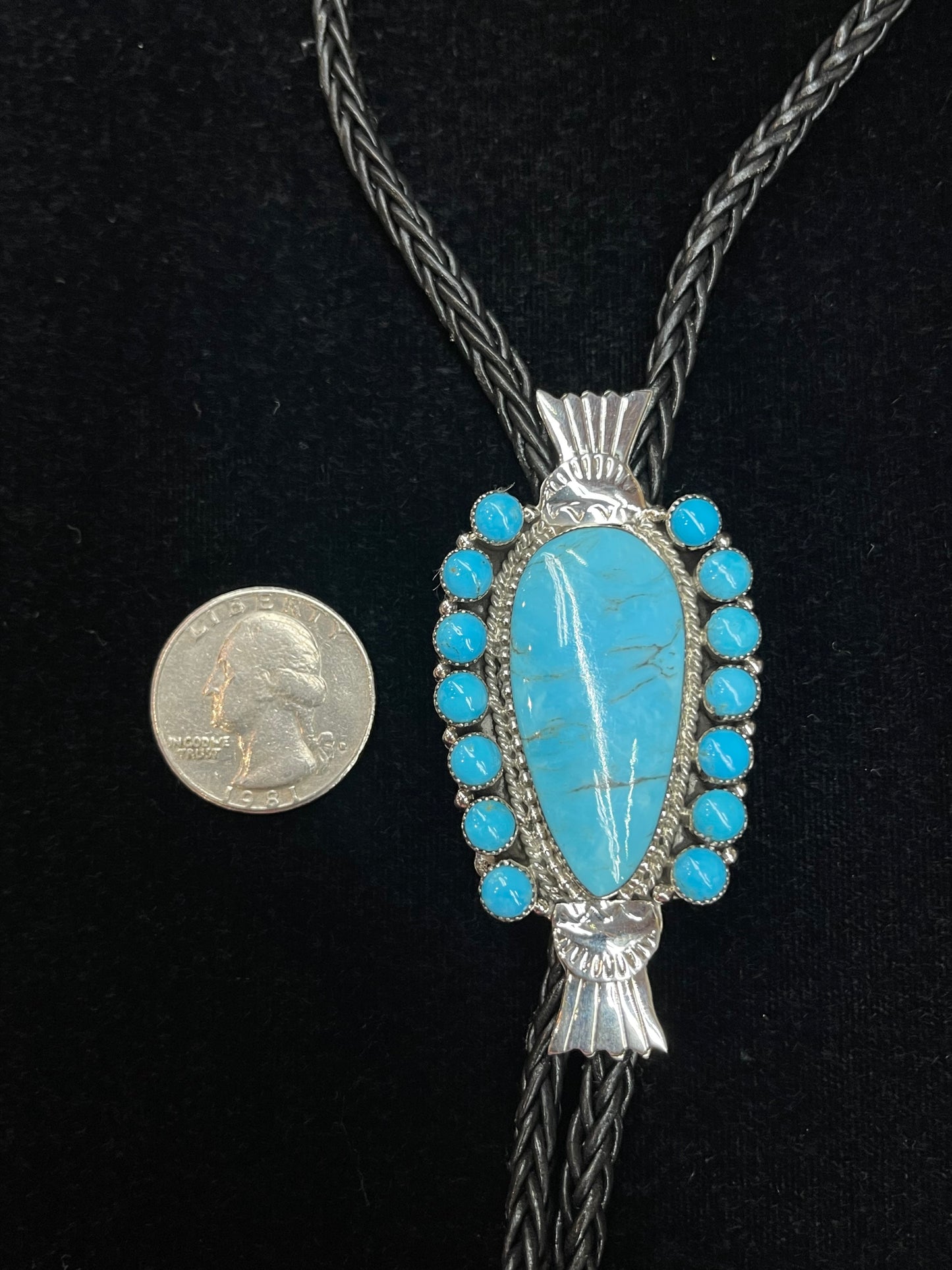 Turquoise Cluster Bolo Tie by Annette Martinez, Navajo