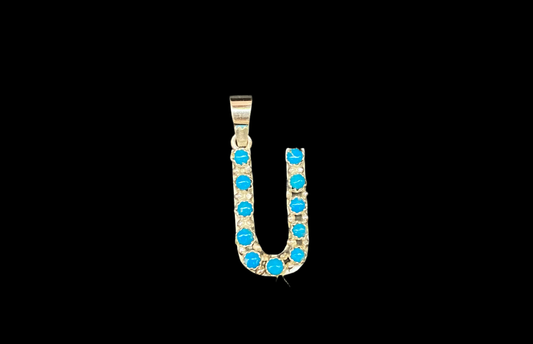 "U" Turquoise Pendant by Scott Skeets, Navajo