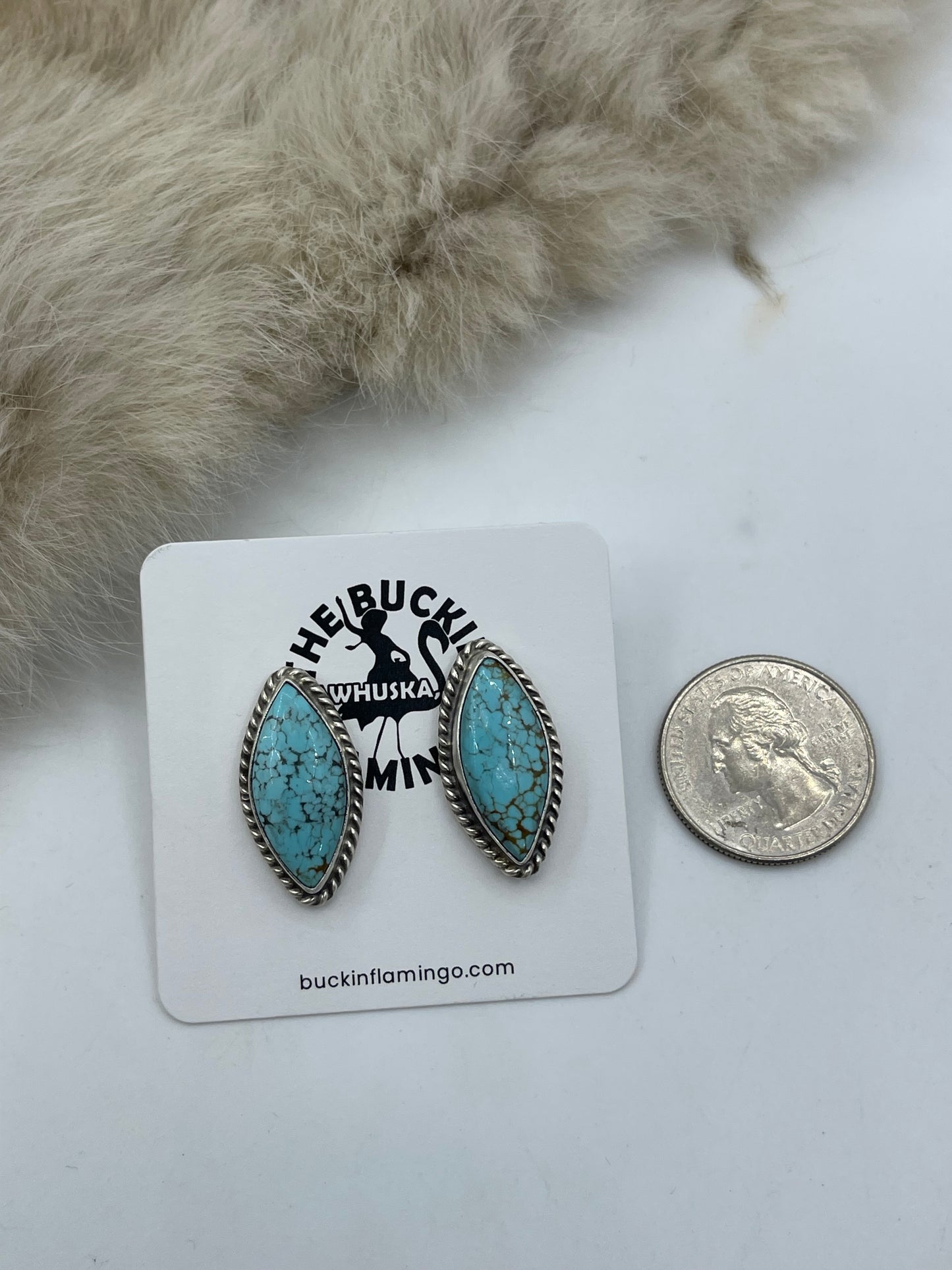 #8 Turquoise Post at Top Earrings by Judith Dixon, Navajo