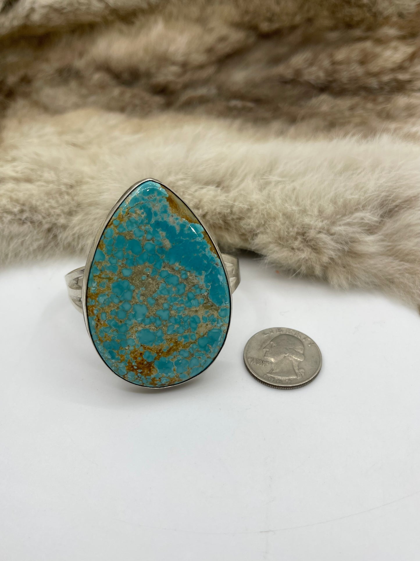 Teardrop #8 Turquoise Cuff by Carrie Cannon, Kiowa
