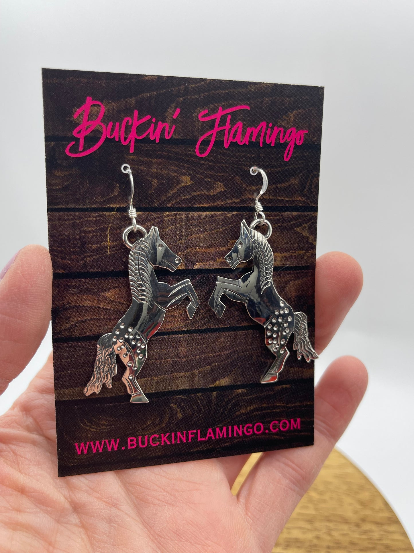 Appaloosa Horse Earrings by Louise Yazzie, Navajo