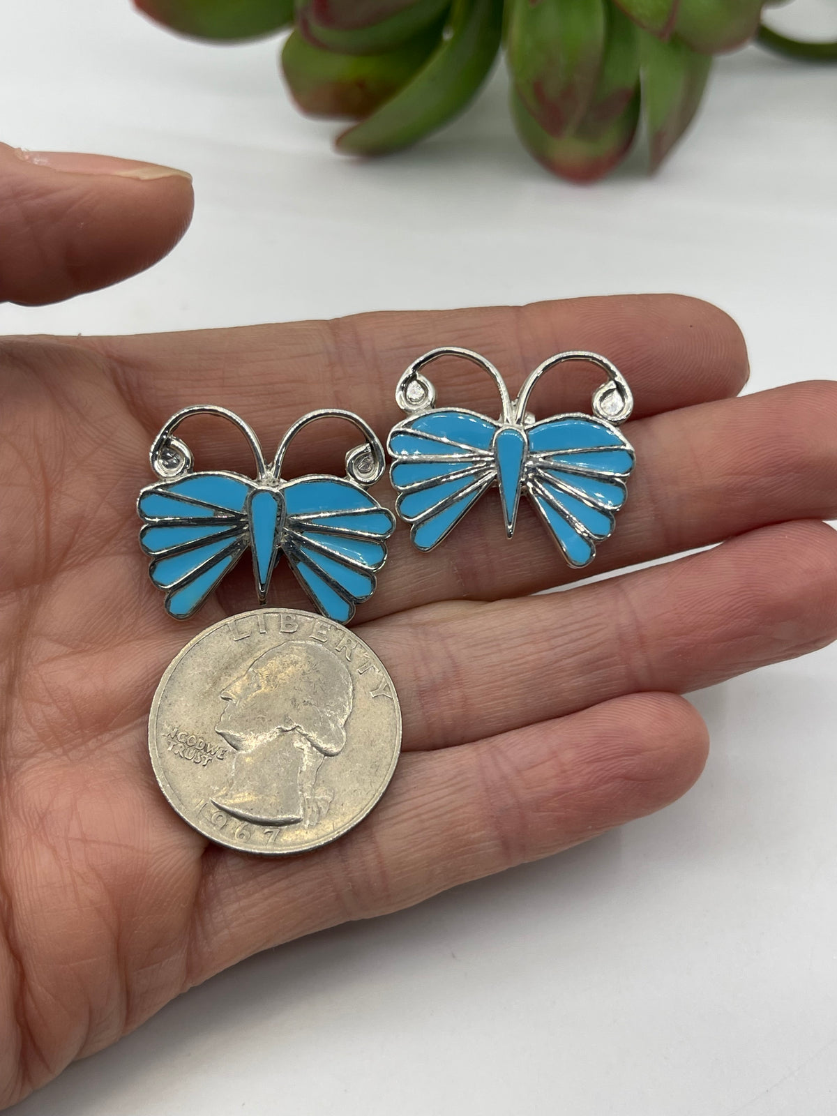 Inlay Turquoise Butterfly Earrings by Emma Edaakie, Zuni