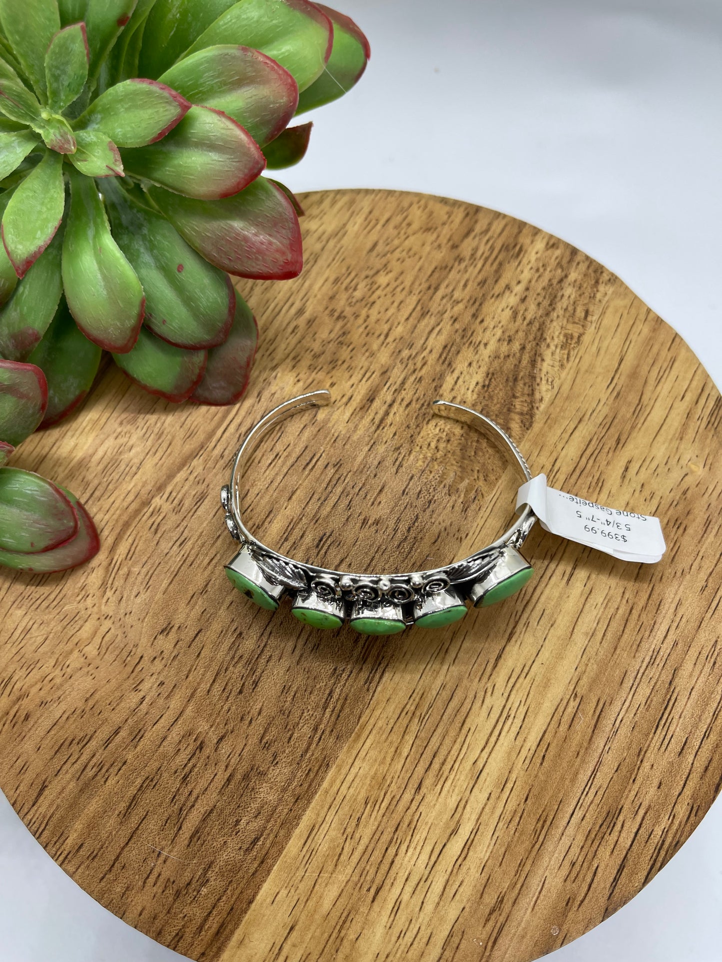 5 3/4"-7" 5 Stone Gaspeite Cuff by Sheena Jack, Navajo