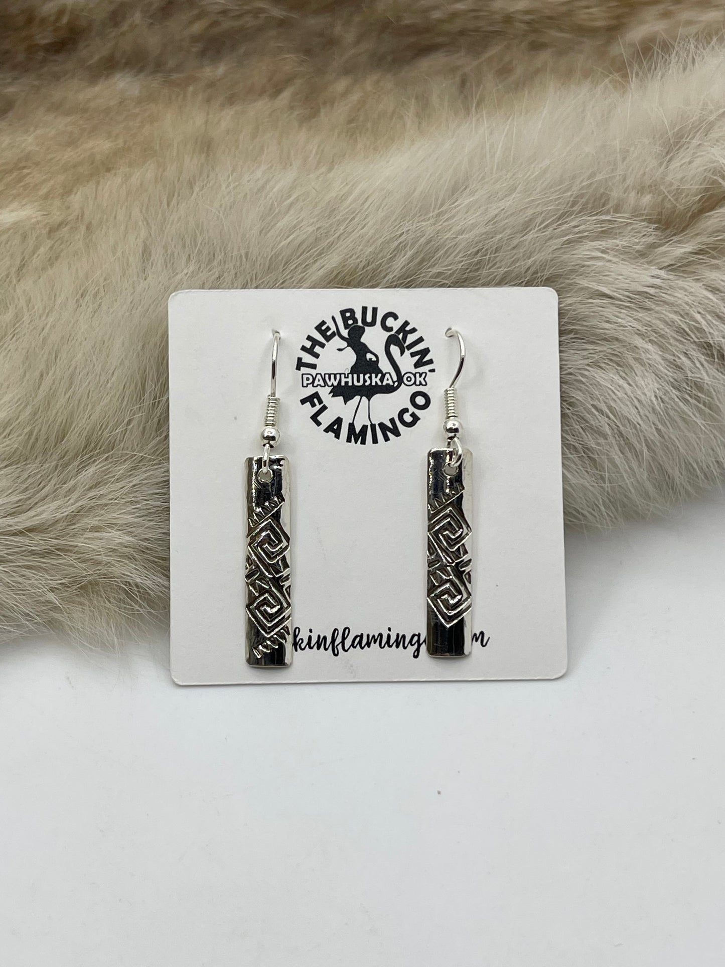 Rectangle Dangle Silver Earrings by Felicia Etsitty, Navajo