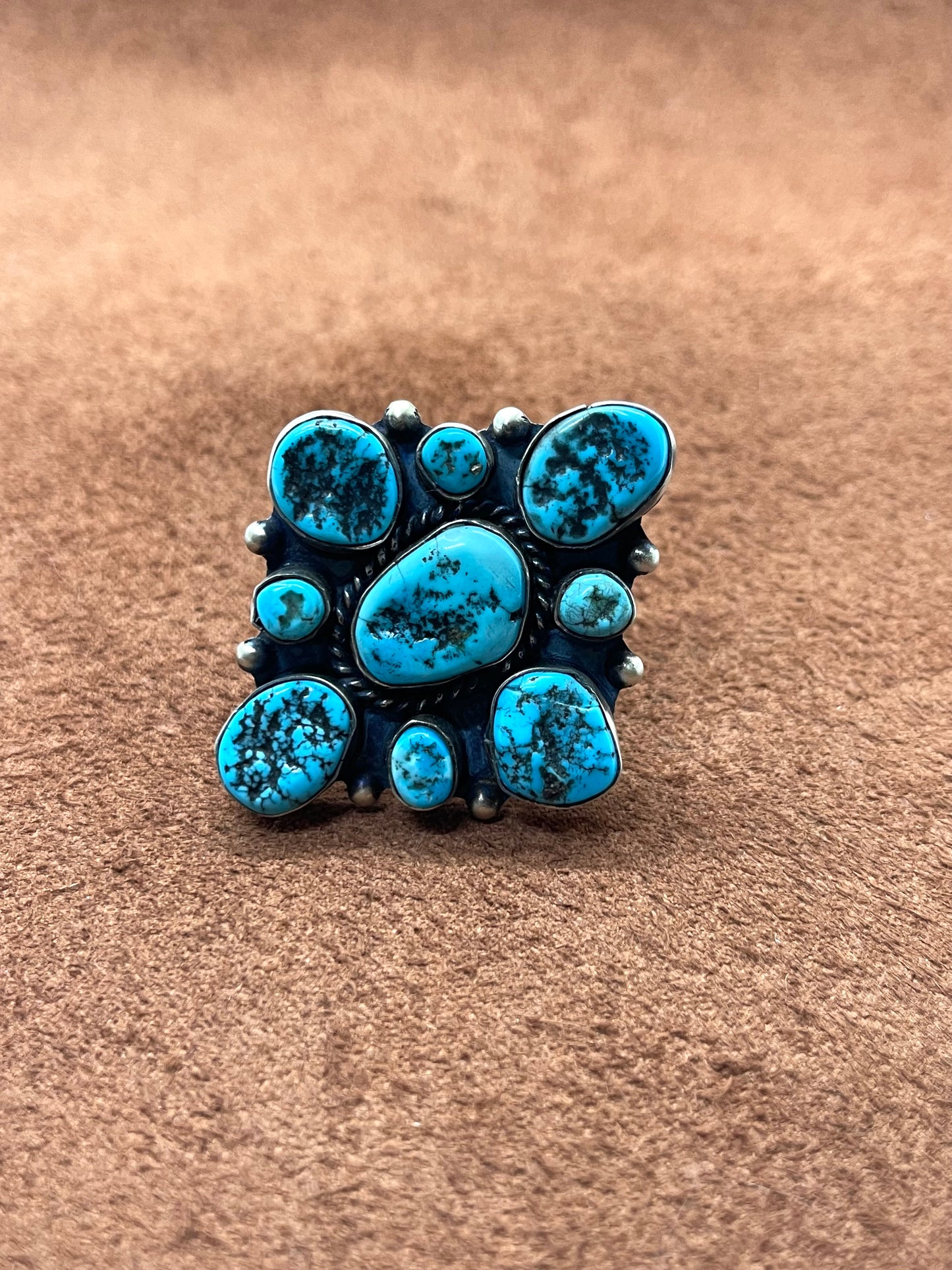 7.0 9 Stone Turquoise Cluster Ring