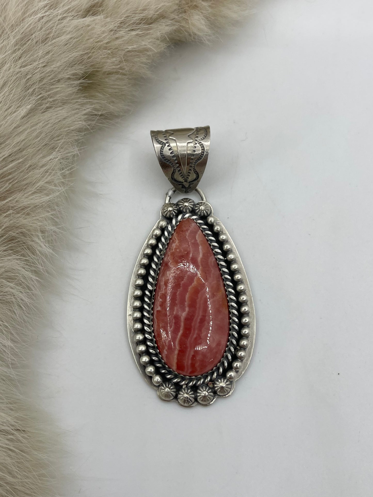 Rhodochrosite Pendant by Jeff Largo, Navajo