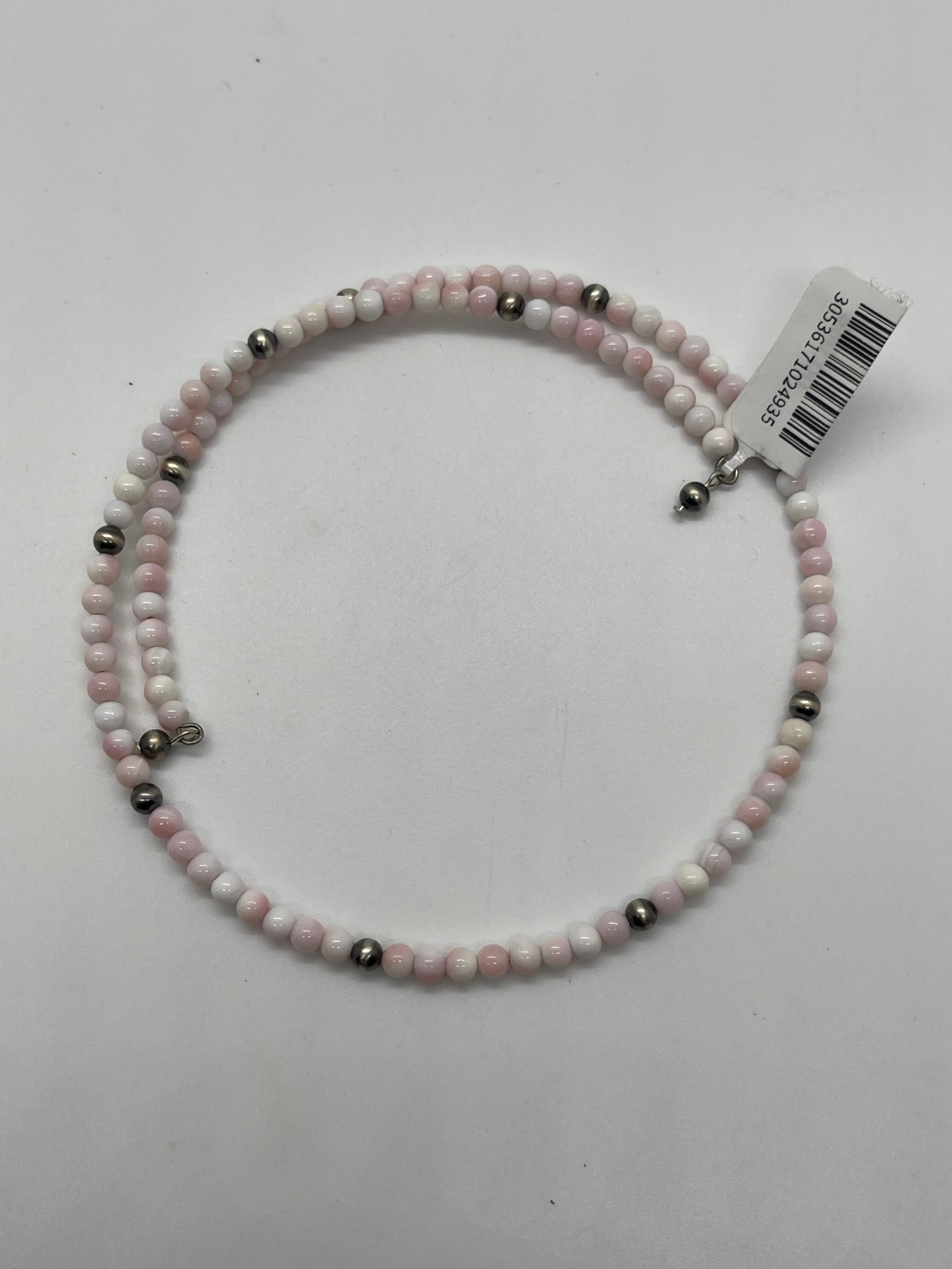 Pink Conch Shell and Navajo Pearls Memory Wire Choker Necklace
