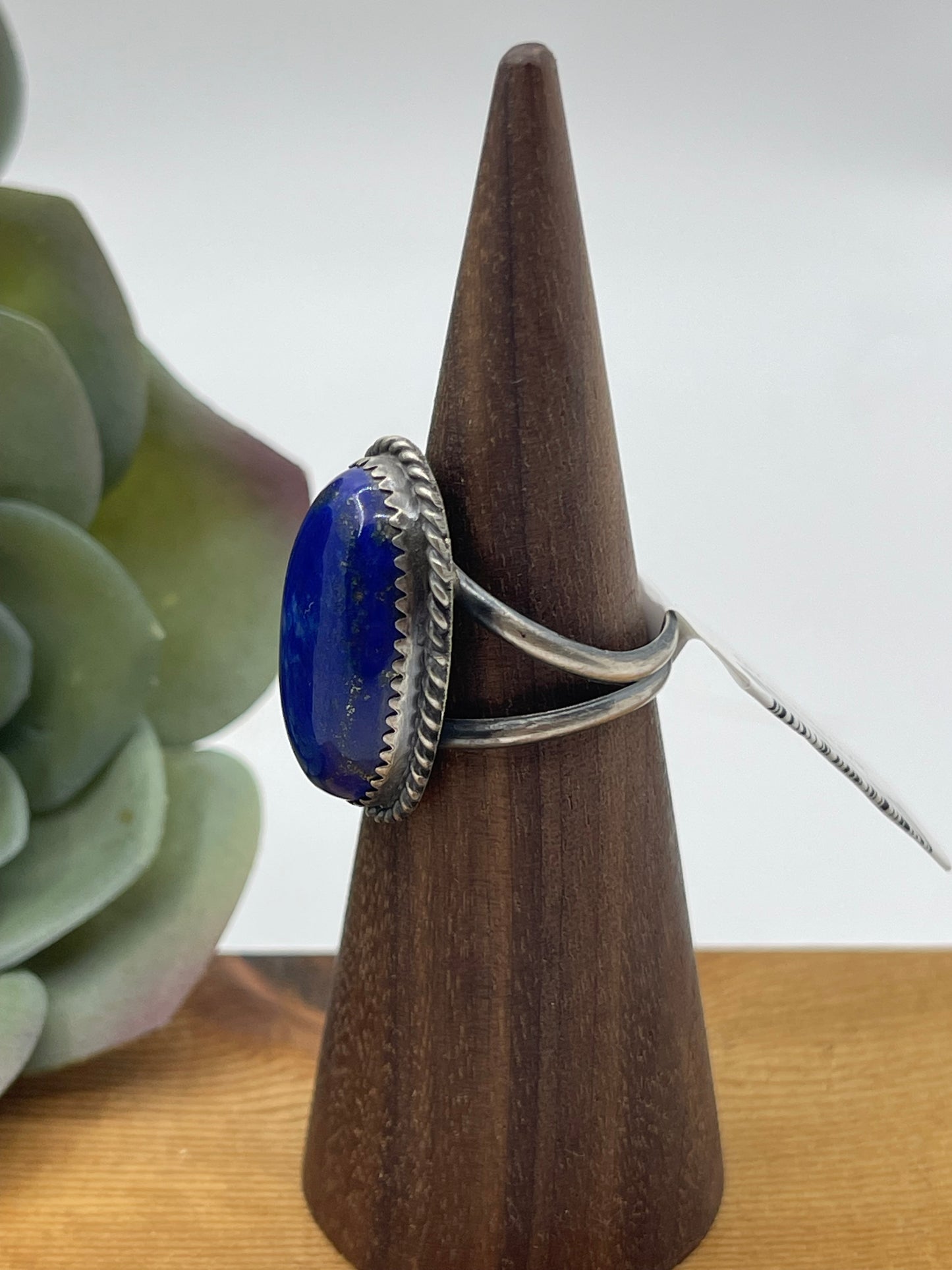 6.5 Lapis Oval Ring by C, Navajo